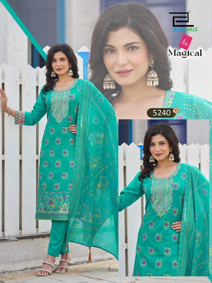 Magical Blue Hills Rayon Readymade Pant Style Suits Supplier Ahmedabad