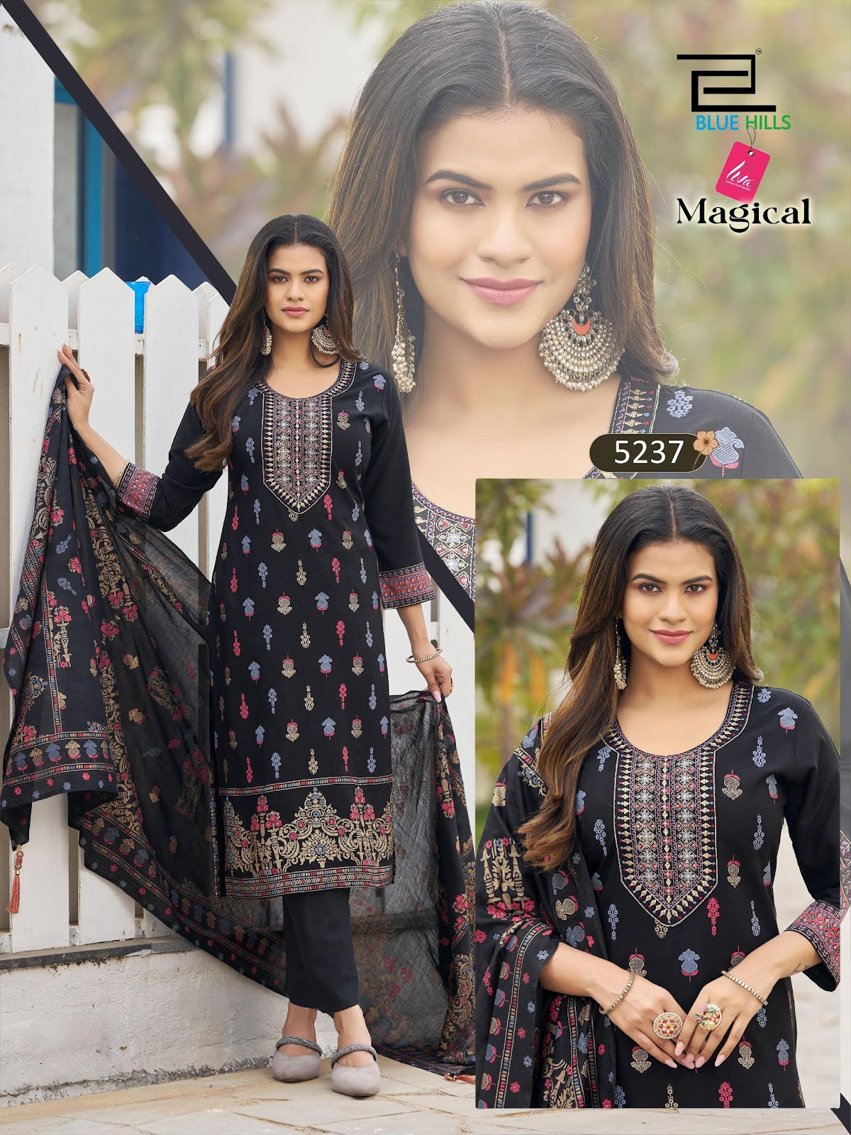 Magical Blue Hills Rayon Readymade Pant Style Suits Supplier Ahmedabad