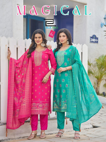 Magical Blue Hills Rayon Readymade Pant Style Suits Supplier Ahmedabad