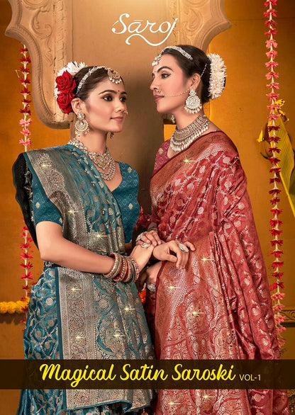 Magical Satin Saroski Vol 1 Saroj Silk Sarees Supplier Gujarat