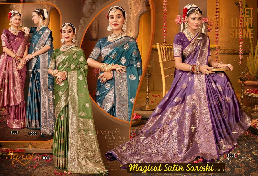Magical Satin Saroski Vol 3 Saroj Silk Sarees Wholesaler Gujarat