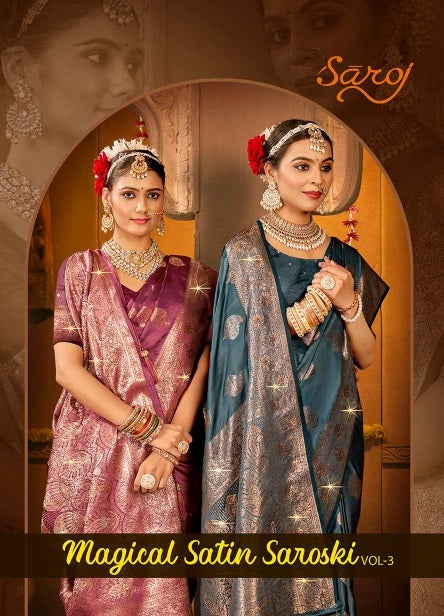 Magical Satin Saroski Vol 3 Saroj Silk Sarees Wholesaler Gujarat