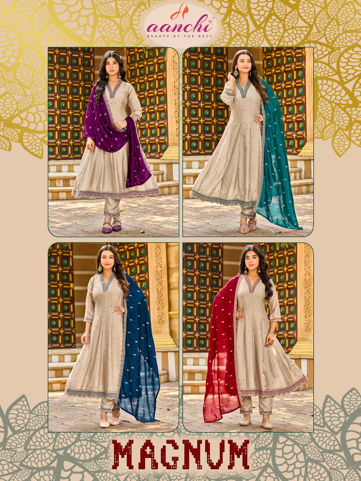 Magnum Aanchi Vichitra Silk Readymade Anarkali Suits Wholesaler Ahmedabad