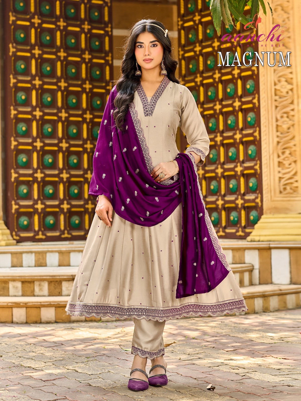 Magnum Aanchi Vichitra Silk Readymade Anarkali Suits Wholesaler Ahmedabad