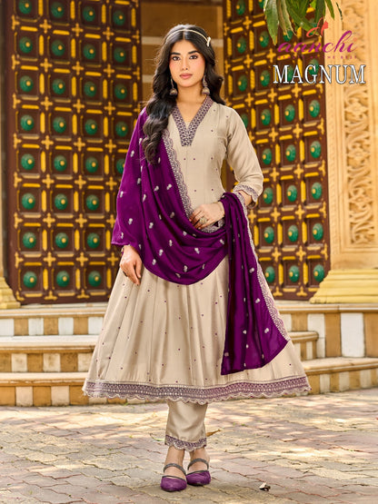 Magnum Aanchi Vichitra Silk Readymade Anarkali Suits Wholesaler Ahmedabad