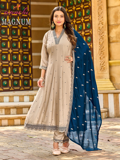 Magnum Aanchi Vichitra Silk Readymade Anarkali Suits Wholesaler Ahmedabad