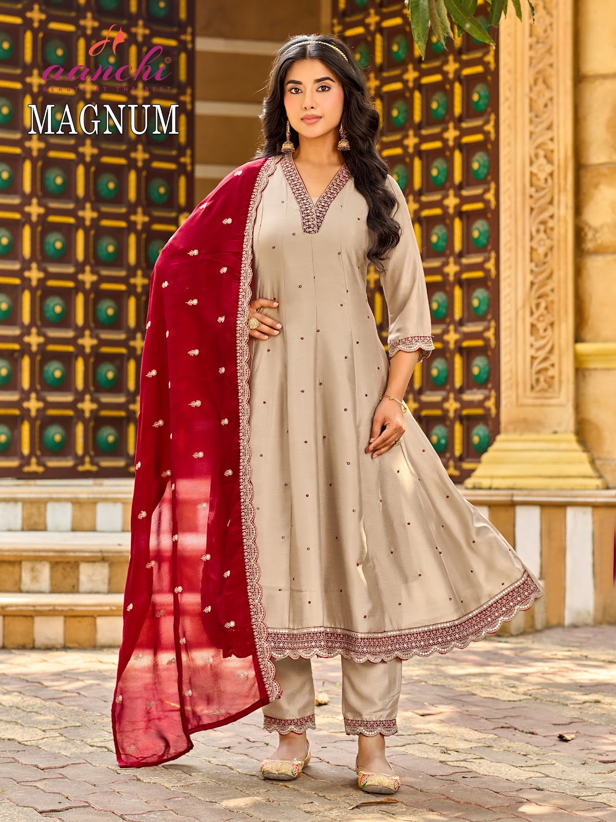 Magnum Aanchi Vichitra Silk Readymade Anarkali Suits Wholesaler Ahmedabad