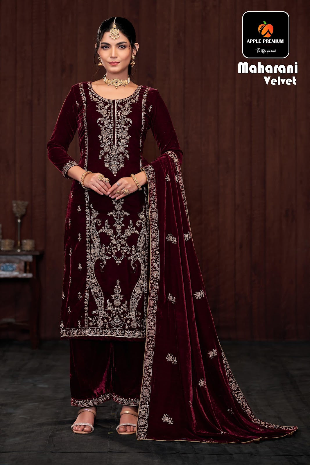 Maharani Apple Velvet Suits Wholesale Price