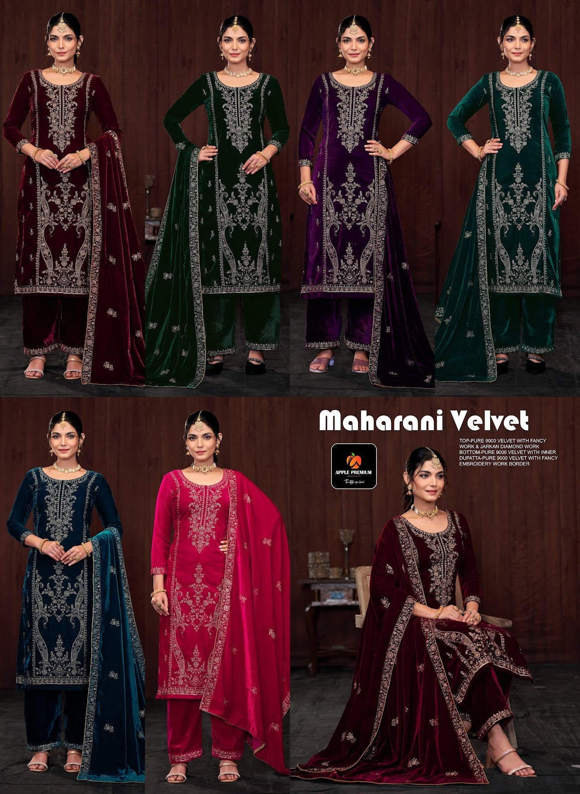 Maharani Apple Velvet Suits Wholesale Price