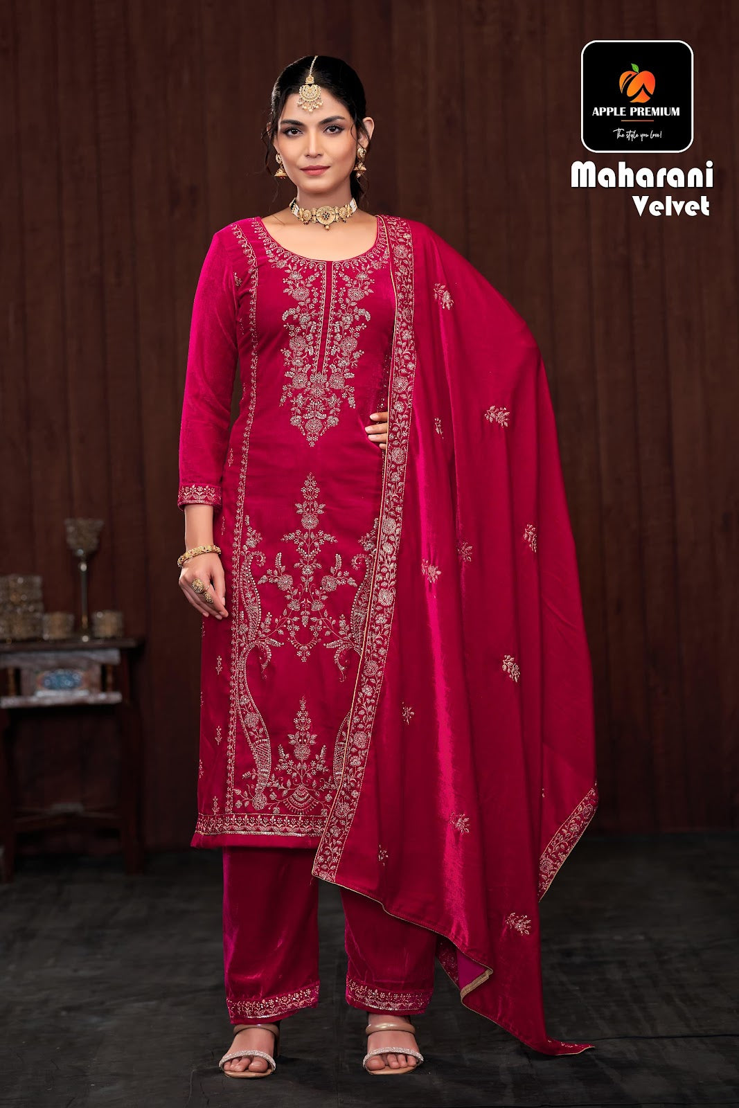 Maharani Apple Velvet Suits Wholesale Price