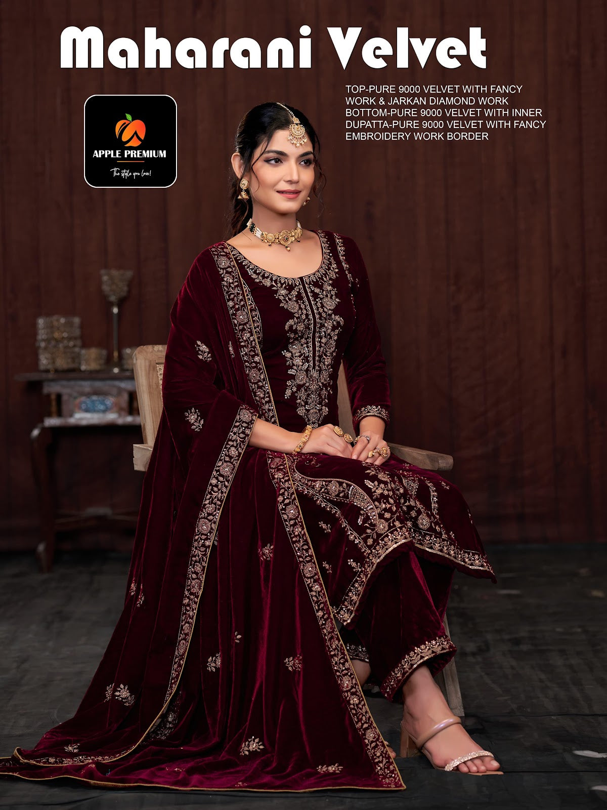 Maharani Apple Velvet Suits Wholesale Price