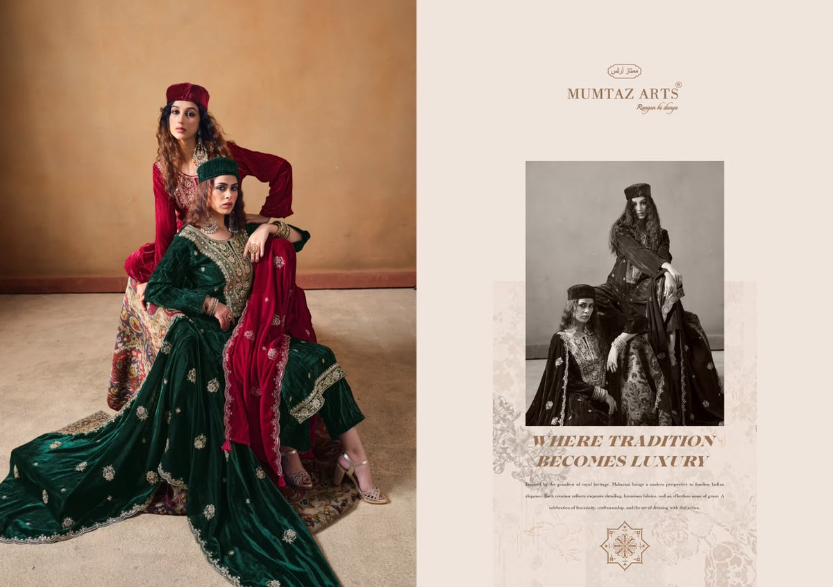 Maharani Mumtaz Arts Crush Velvet Suits Manufacturer India