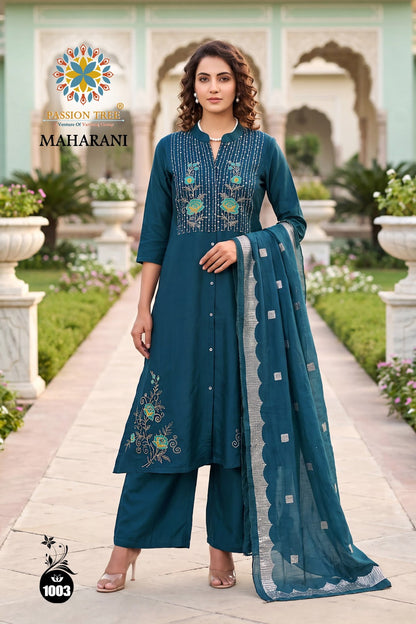 Maharani Vol 1 Passion Tree Roman Silk Readymade Plazzo Style Suits Manufacturer