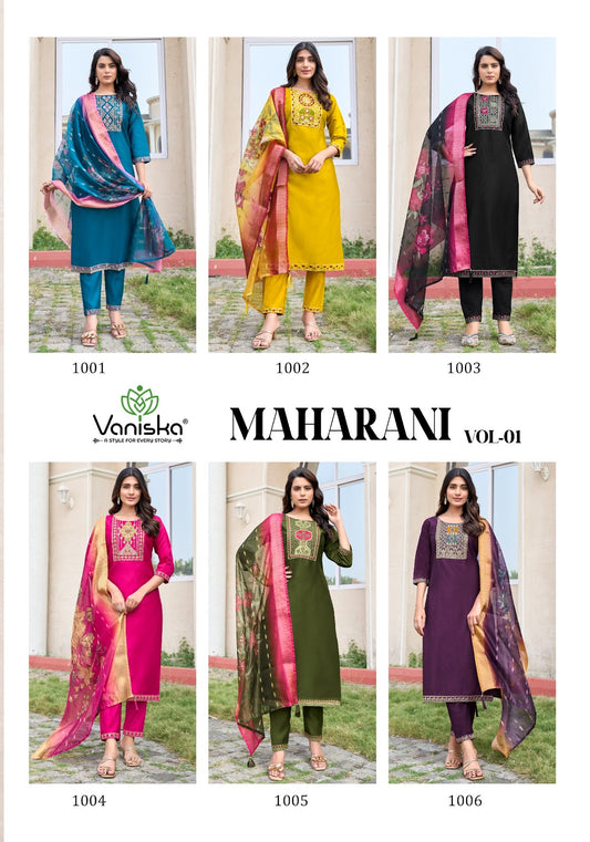 Maharani Vol 1 Vaniska Gadwal Silk Readymade Pant Style Suits Wholesaler Gujarat