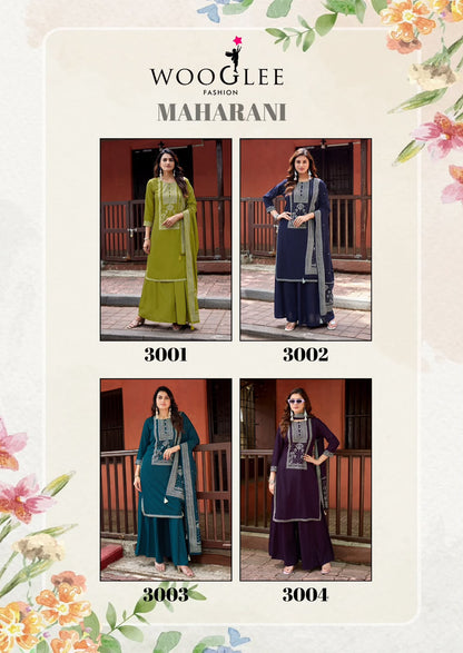 Maharani Wooglee Heavy Reyon Readymade Plazzo Style Suits Supplier Gujarat
