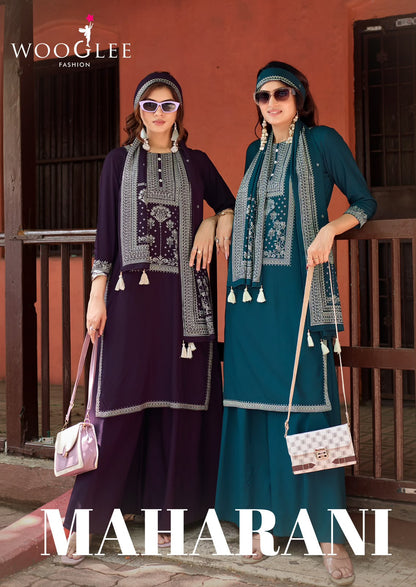 Maharani Wooglee Heavy Reyon Readymade Plazzo Style Suits Supplier Gujarat
