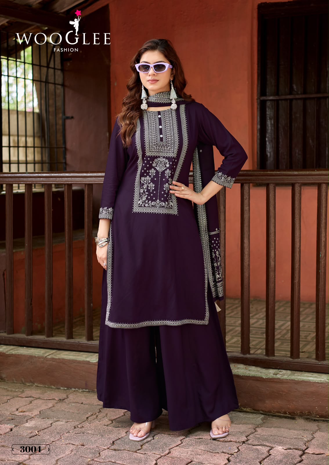 Maharani Wooglee Heavy Reyon Readymade Plazzo Style Suits Supplier Gujarat
