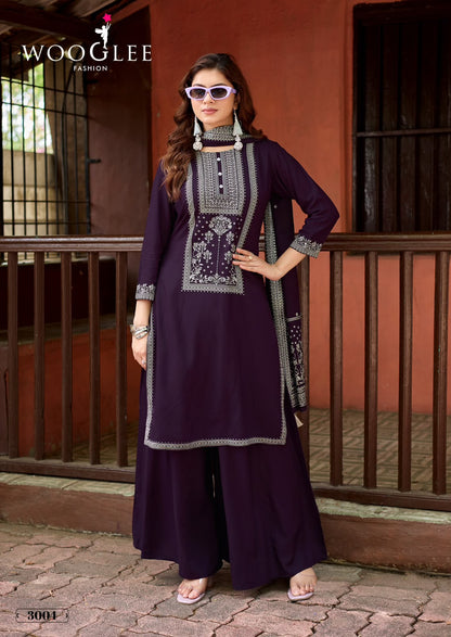 Maharani Wooglee Heavy Reyon Readymade Plazzo Style Suits Supplier Gujarat