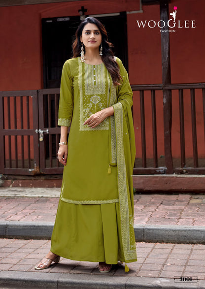 Maharani Wooglee Heavy Reyon Readymade Plazzo Style Suits Supplier Gujarat