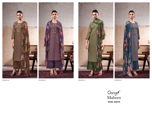 Maheen 3456 Ganga Cotton Plazzo Style Suits Manufacturer Gujarat