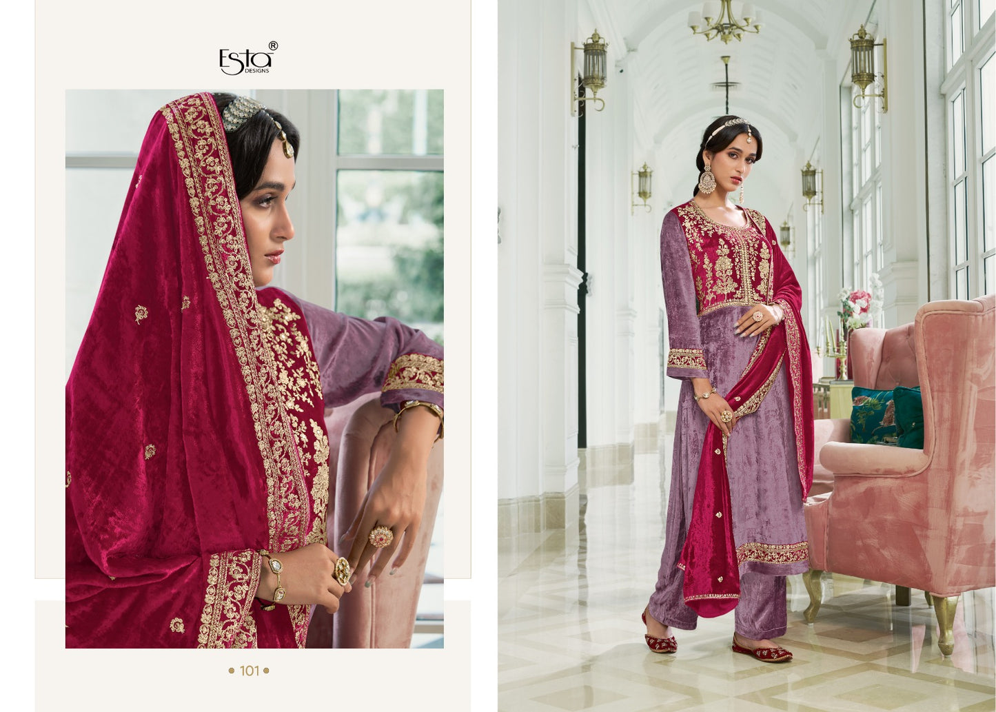 Maheen Esta Designs Viscose Velvet Suits Wholesale