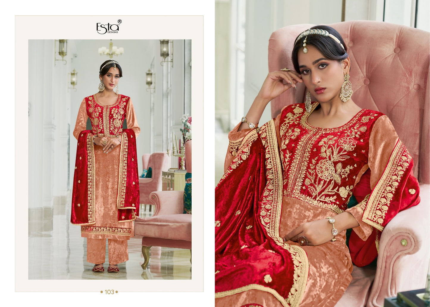 Maheen Esta Designs Viscose Velvet Suits Wholesale