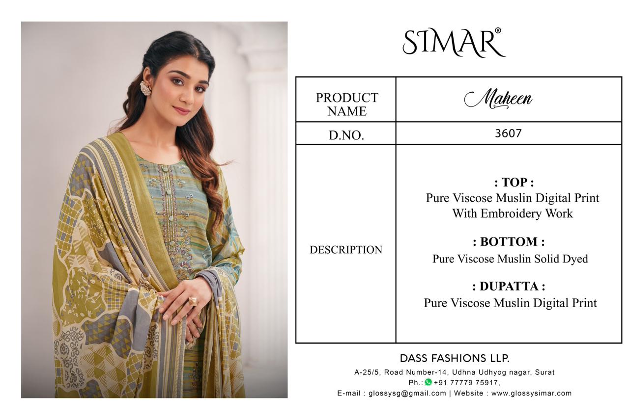 Maheen Simar Viscose Muslin Pant Style Suits Supplier