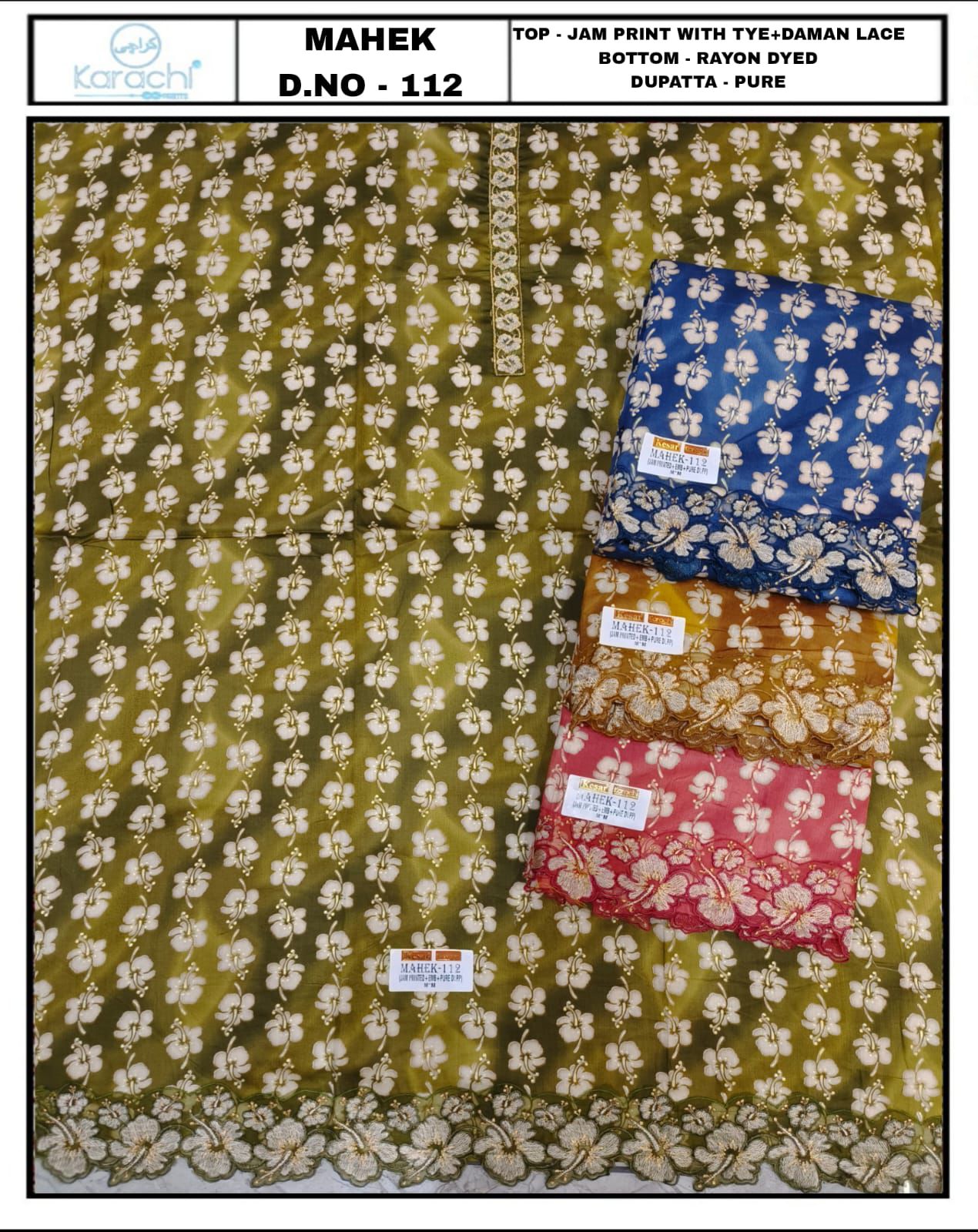 Mahek 112-113 Karachi Prints Jaam Salwar Suits Wholesaler