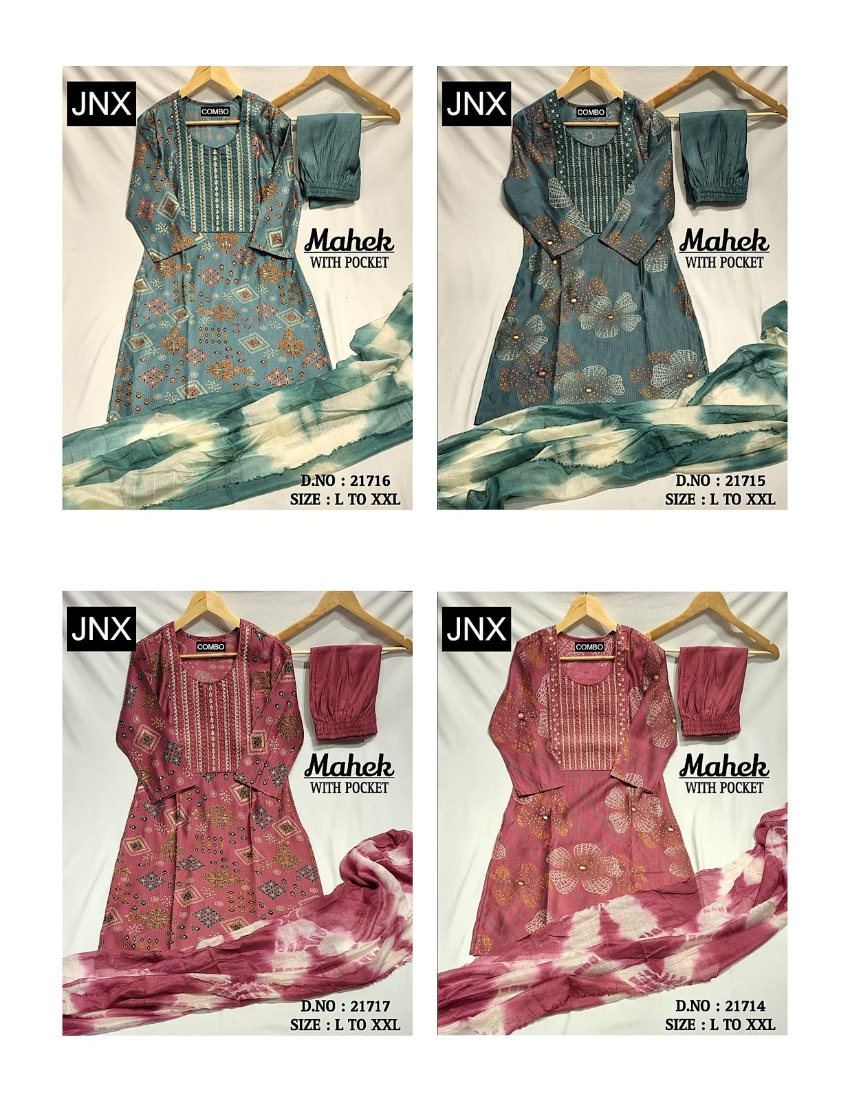 Mahek 2412 Jnx Berlin Readymade Pant Style Suits Exporter India