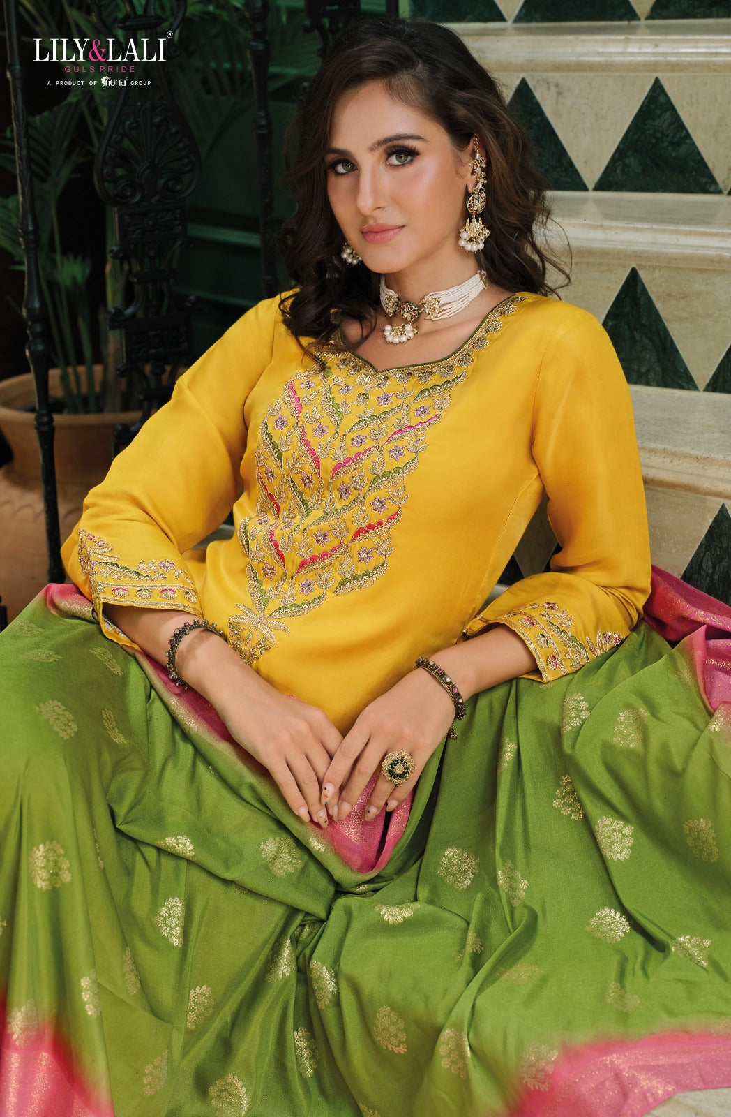 Mahek E Vastra Lily Lali Viscose Readymade Pant Style Suits Exporter India