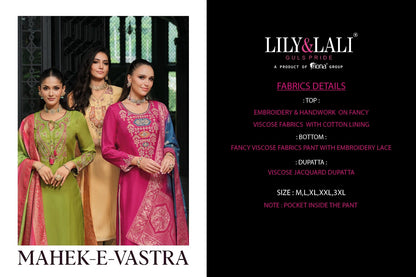 Mahek E Vastra Lily Lali Viscose Readymade Pant Style Suits Exporter India