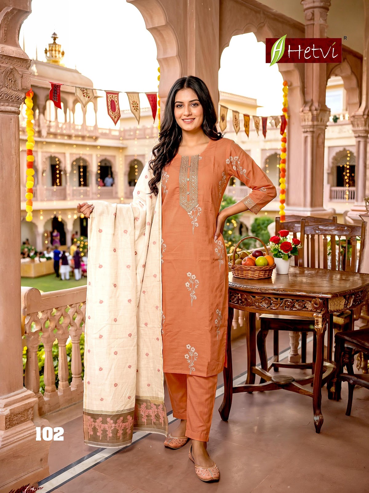Mahek Hetvi Jamdani Readymade Pant Style Suits Exporter India