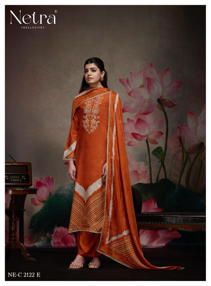 Mahek Netra Bemberg Muslin Pant Style Suits Wholesale Rate