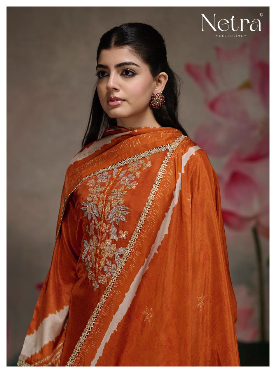 Mahek Netra Bemberg Muslin Pant Style Suits Wholesale Rate