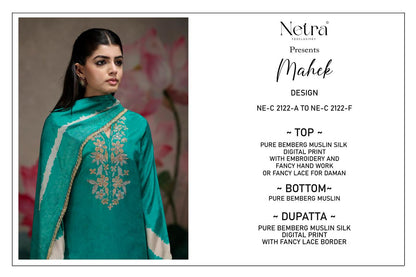Mahek Netra Bemberg Muslin Pant Style Suits Wholesale Rate