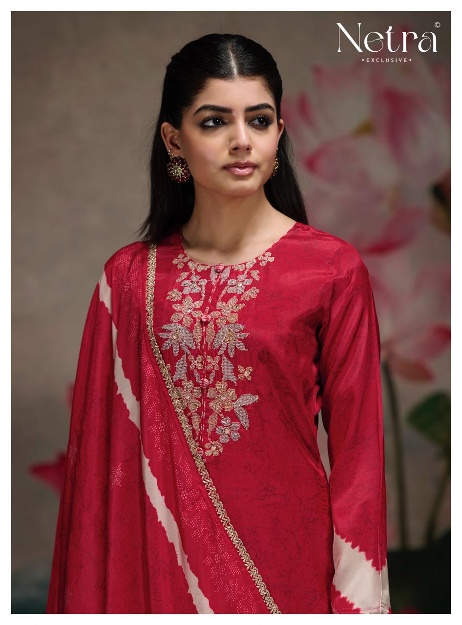 Mahek Netra Bemberg Muslin Pant Style Suits Wholesale Rate