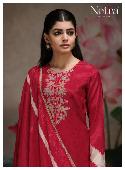 Mahek Netra Bemberg Muslin Pant Style Suits Wholesale Rate