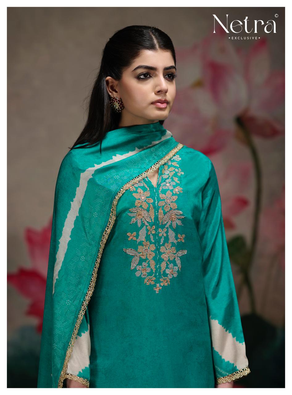 Mahek Netra Bemberg Muslin Pant Style Suits Wholesale Rate