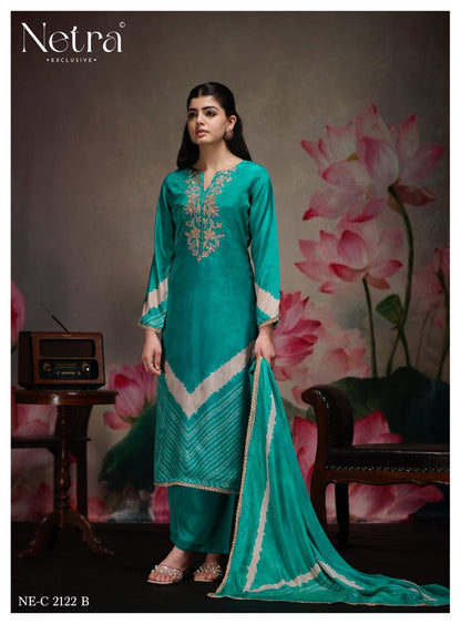 Mahek Netra Bemberg Muslin Pant Style Suits Wholesale Rate