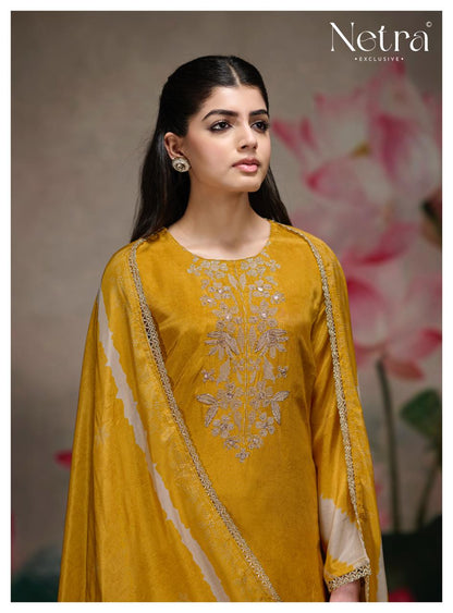 Mahek Netra Bemberg Muslin Pant Style Suits Wholesale Rate
