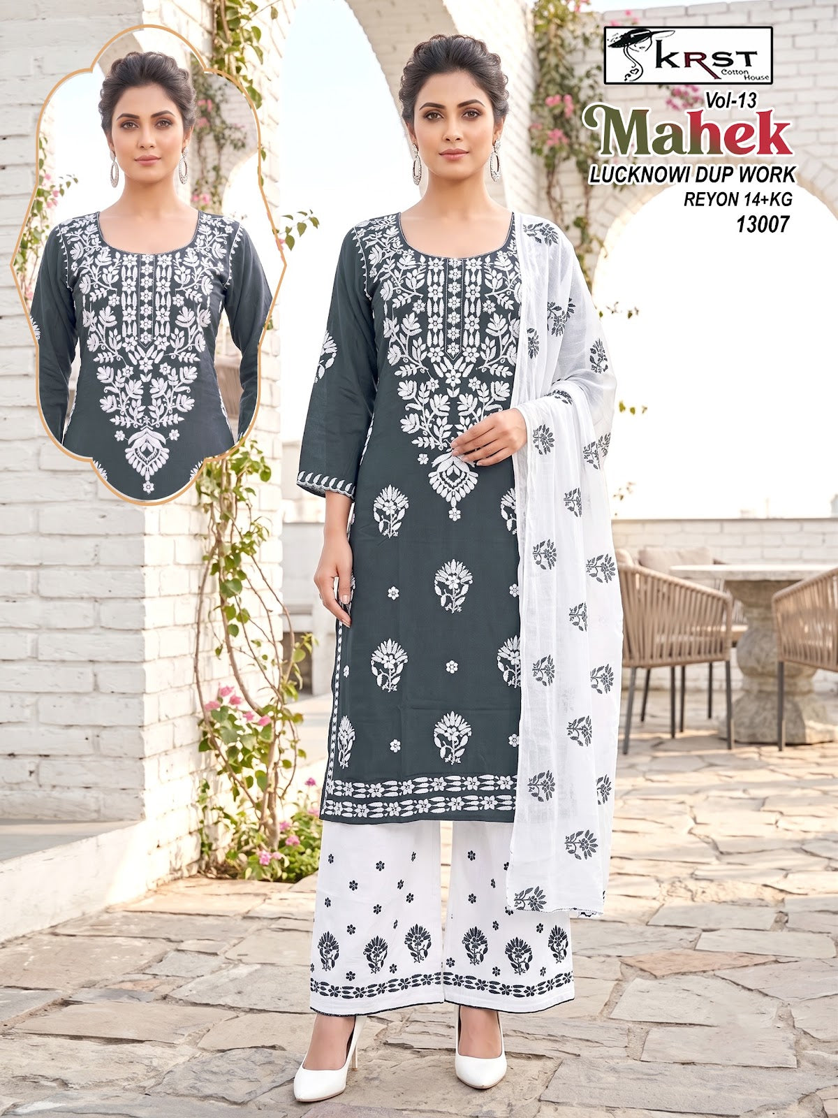 Mahek Vol 13 Krst Rayon 14Kg Readymade Plazzo Style Suits Wholesaler