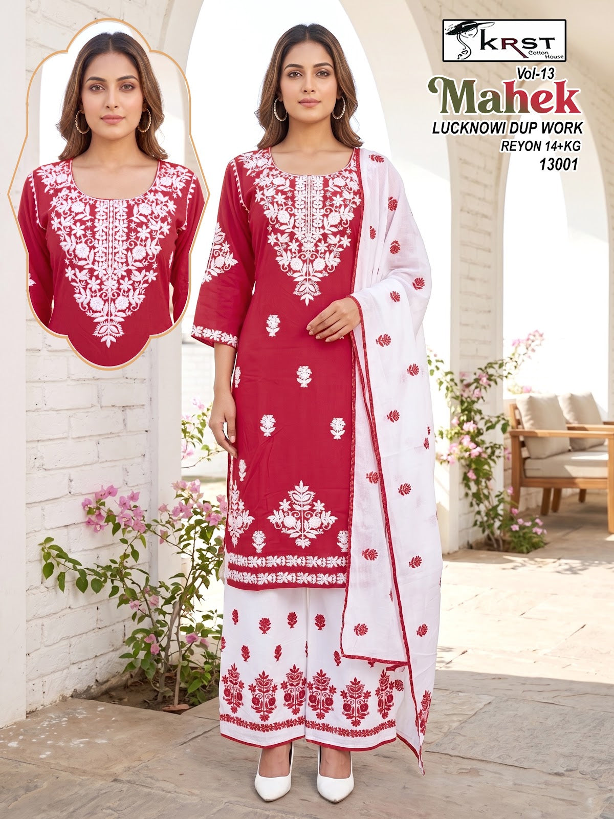 Mahek Vol 13 Krst Rayon 14Kg Readymade Plazzo Style Suits Wholesaler