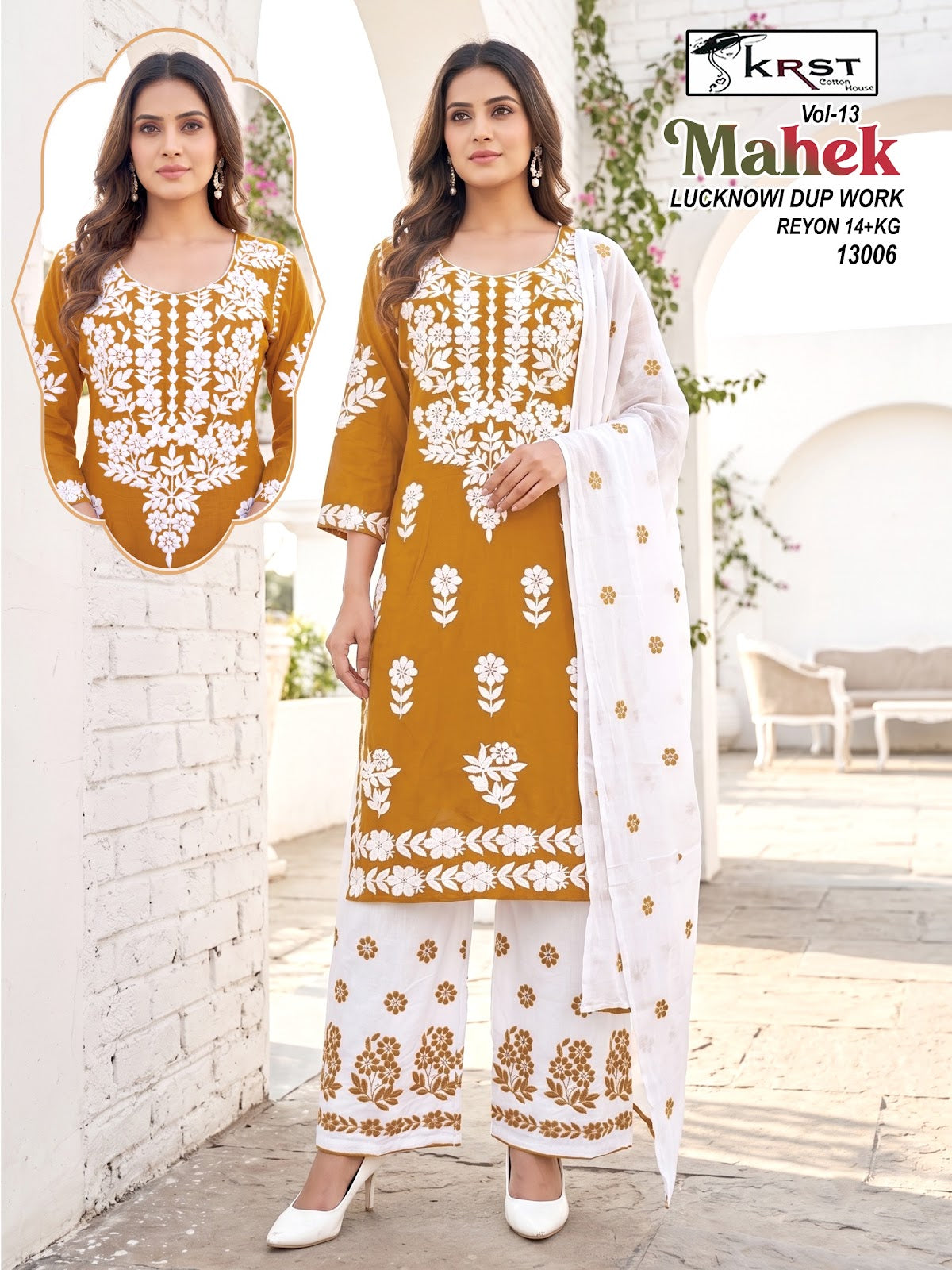 Mahek Vol 13 Krst Rayon 14Kg Readymade Plazzo Style Suits Wholesaler