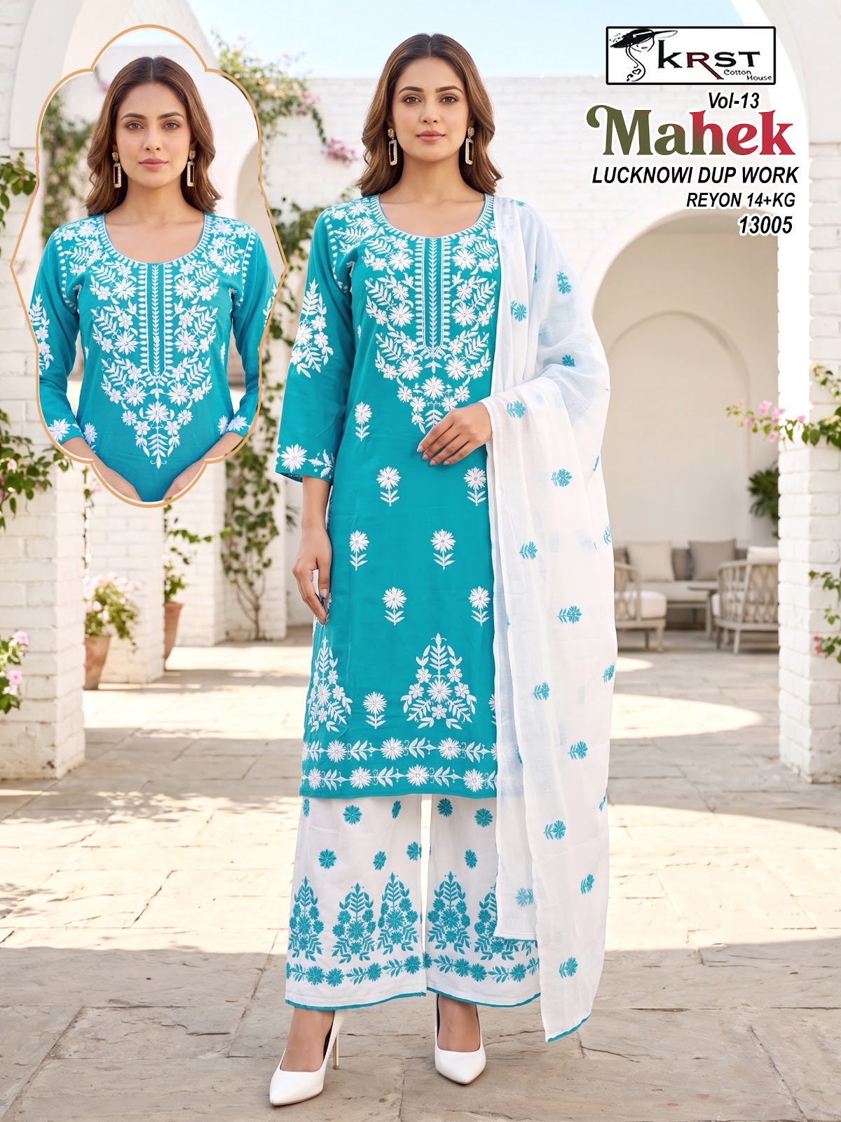 Mahek Vol 13 Krst Rayon 14Kg Readymade Plazzo Style Suits Wholesaler