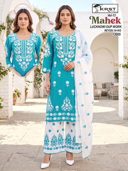 Mahek Vol 13 Krst Rayon 14Kg Readymade Plazzo Style Suits Wholesaler