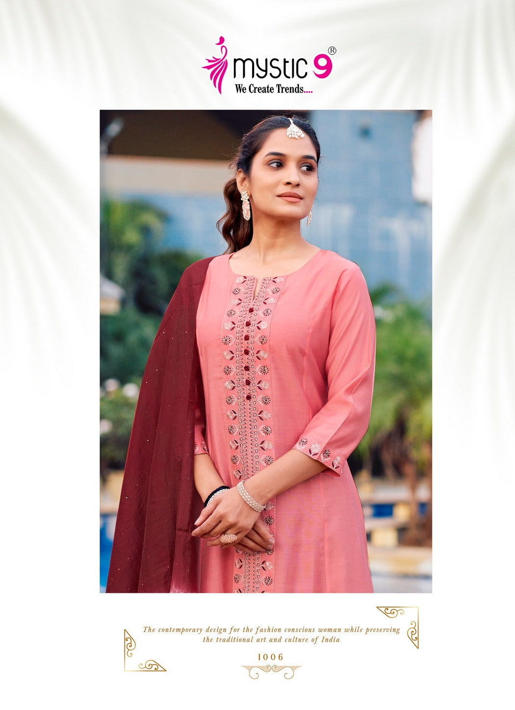 Mahek Vol 1 Mystic 9 Roman Silk Readymade Pant Style Suits Wholesale Rate
