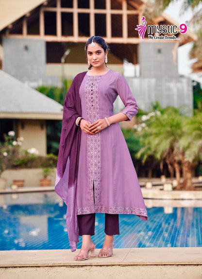Mahek Vol 1 Mystic 9 Roman Silk Readymade Pant Style Suits Wholesale Rate