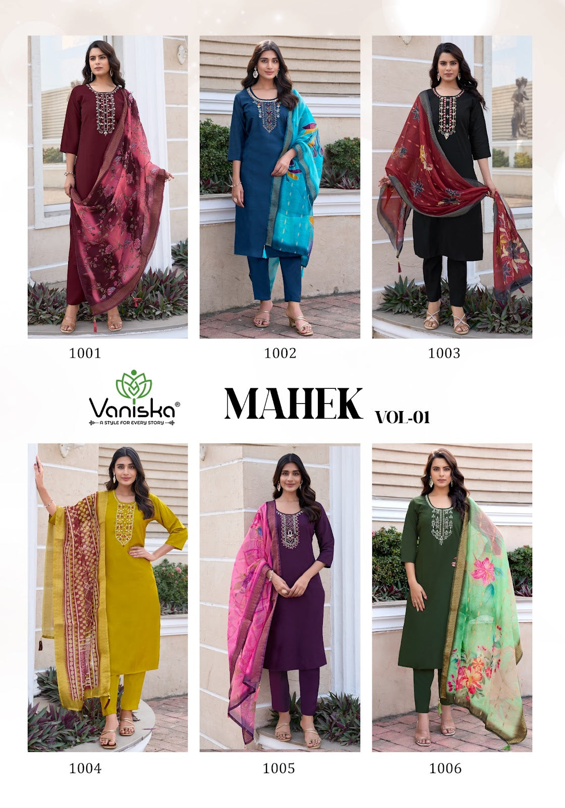 Mahek Vol 1 Vaniska Roman Silk Readymade Suits Exporter Ahmedabad