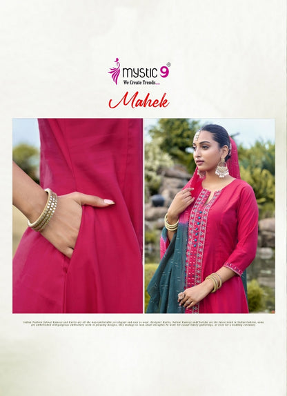Mahek Vol 2 Mystic 9 Roman Silk Readymade Pant Style Suits Wholesale Price