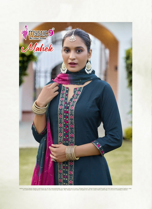 Mahek Vol 2 Mystic 9 Roman Silk Readymade Pant Style Suits Wholesale Price
